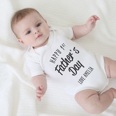 Personalised 1st Fathers Day White Bodysuit 