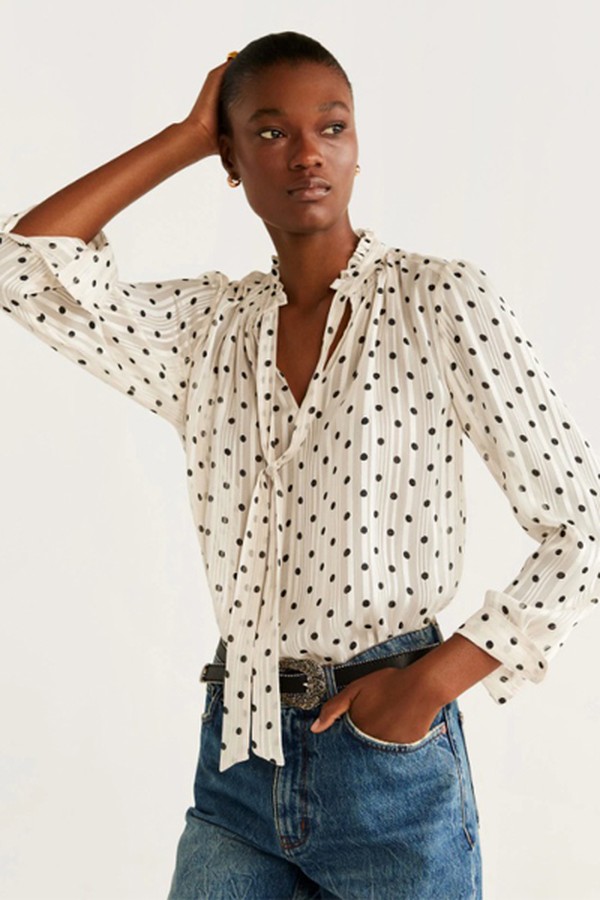 Bow Polka-Dot Blouse from Mango