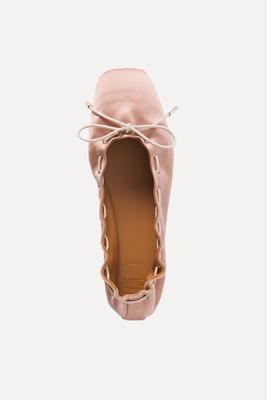 Oracia Bow-Detailed Satin Ballet Flats from Chloé