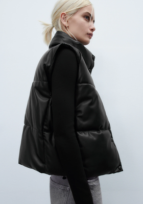 Faux Leather Puffer Gilet from  Zara