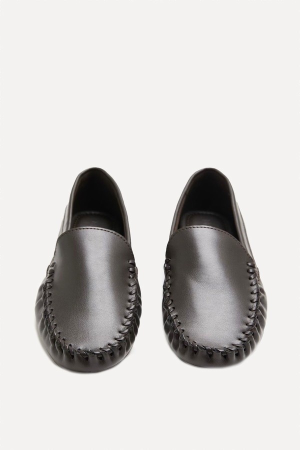 Whip Stitch Detail Slip On Loafers
