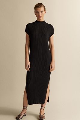 Ribbed High Neck Dress from Massimo Dutti