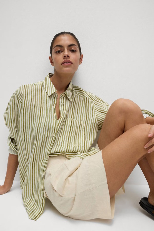 Pure Linen Striped Oversized Shirt from Marks & Spencer