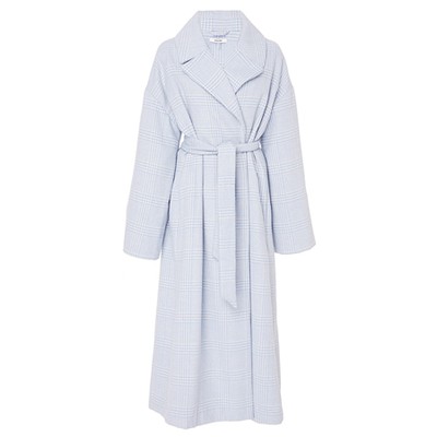 Woodside Belted Gingham Wool-Blend Felt Coat from Ganni