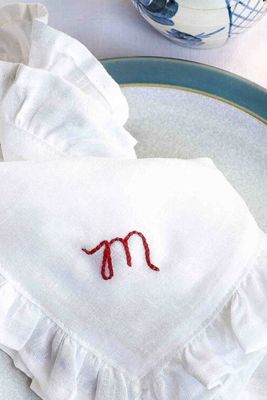 Personalised Christmas Table Handcrafted Linen Napkins