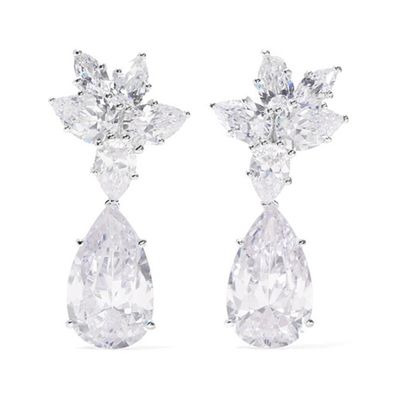 Rhobium-Plated Cubic Zirconia Clip Earrings from Kenneth Jay Lane