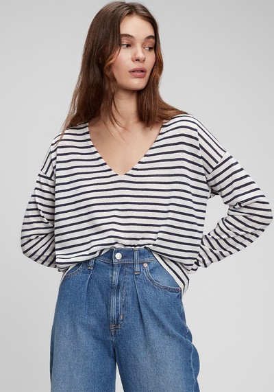 Lightweight Stripe V-Neck from GAP