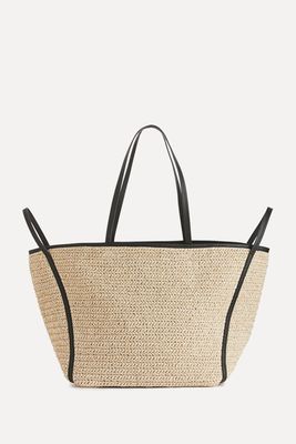 Leather Detailed Straw Tote from ARKET
