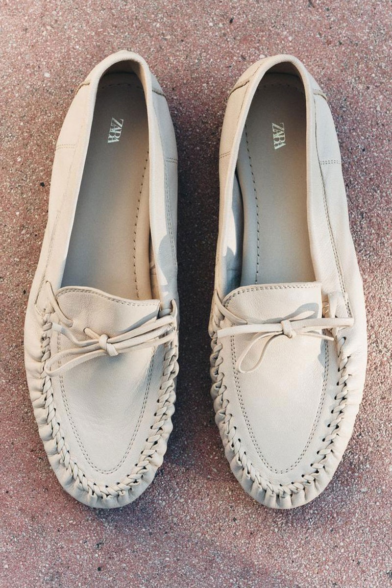 Soft Gathered Leather Loafers from Zara