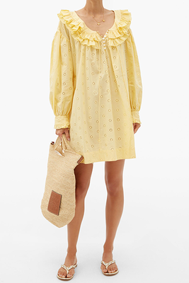 Poet Ruffled Broderie-Anglaise Cotton Dress from Lisa Marie Fernandez