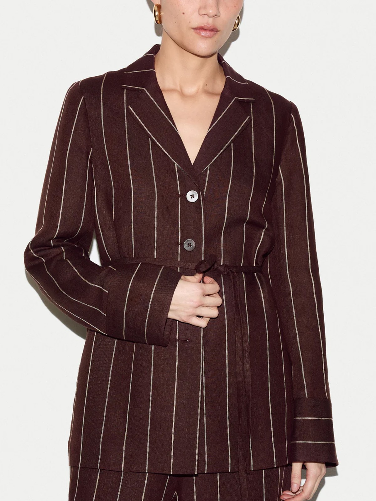 Relaxed Pinstripe Shirt Jacket