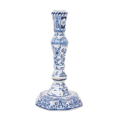 Blue & White Candlesticks Pair from Velvet Victoria Home