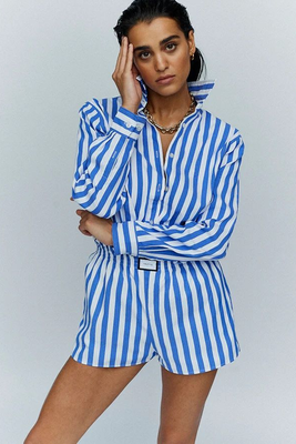 Elba - Blue Striped Shorts