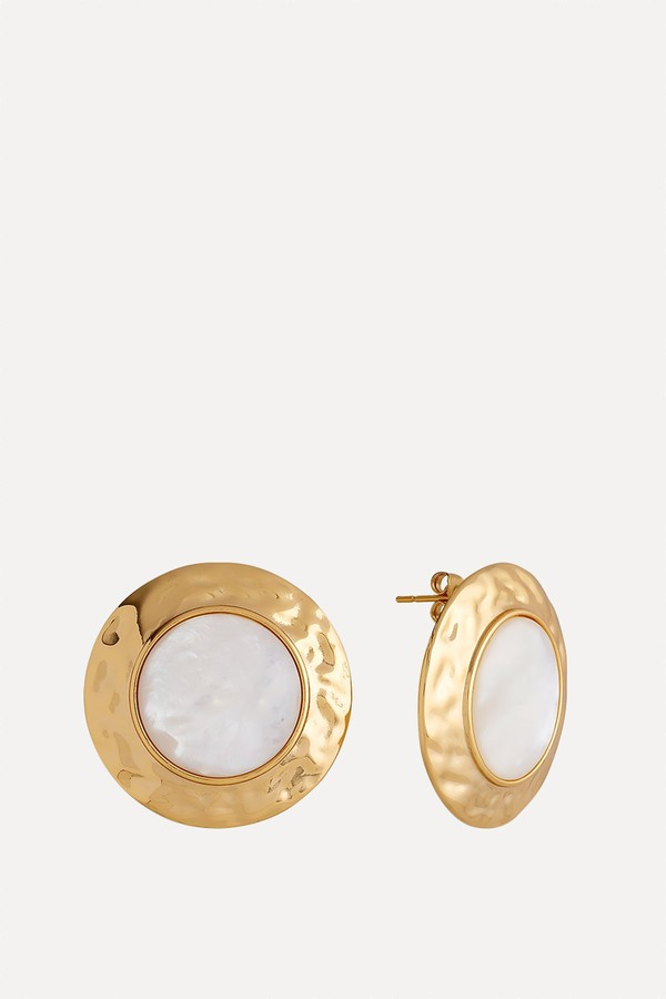 Bali Mother of Pearl Coin Earrings