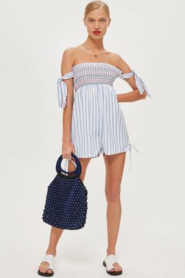 Shirred Stripe Playsuit from Topshop