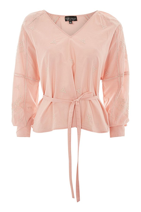 Pink Balloon Sleeve Smock Top from Topshop