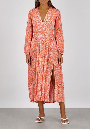 Camellia Printed Silk Midi Dress from Rixo