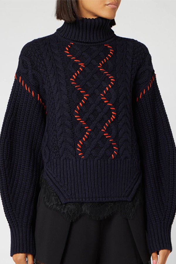 Knit & Lace Trim Jumper from Self-Portrait