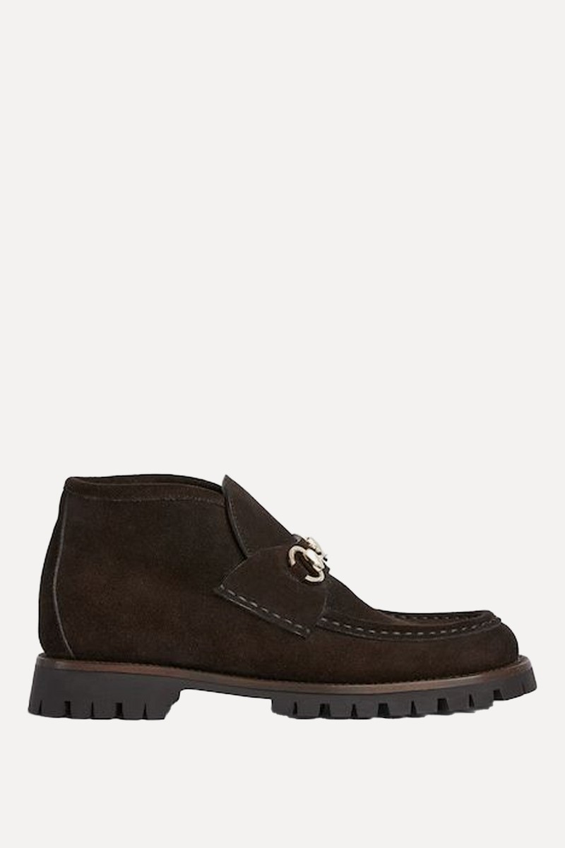 Sylke Horsebit-Detailed Suede Ankle Boots from GUCCI