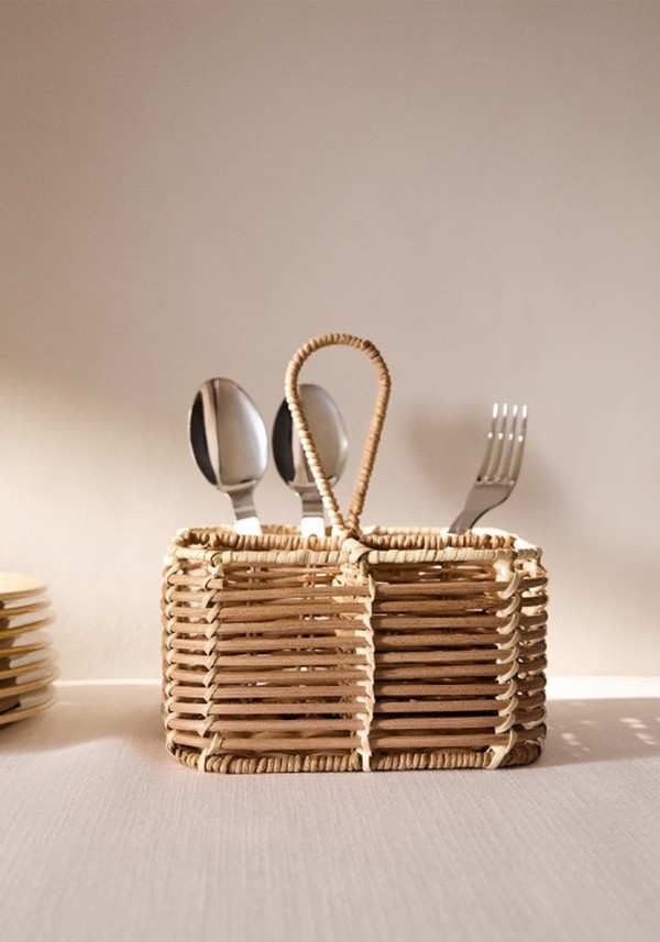 Rattan Cutlery Holder