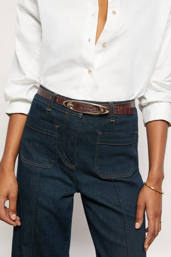 Evelina Croc Textured Leather Belt