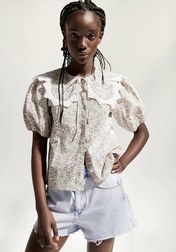 Printed Peter Pan Collar Shirt from Zara