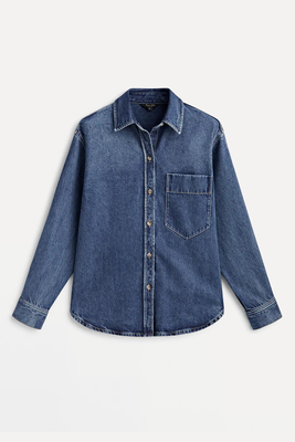 Mid Wash Denim Overshirt With Pocket  from Massimo Dutti