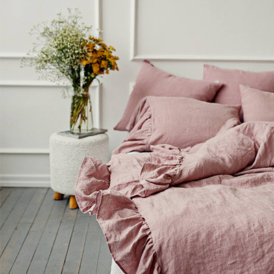 Ruffled Linen Duvet Cover