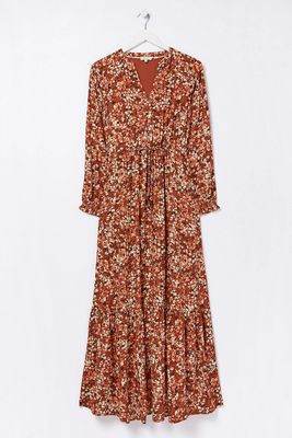 Floral V-Neck Tie Waist Maxi Tiered Dress from FatFace