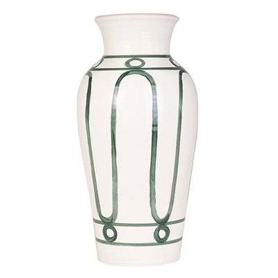 Serenity Green On White Pottery Vase from Themis Z