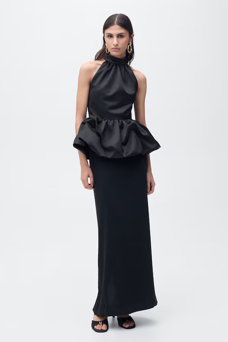 Draped-Waist Straight Skirt