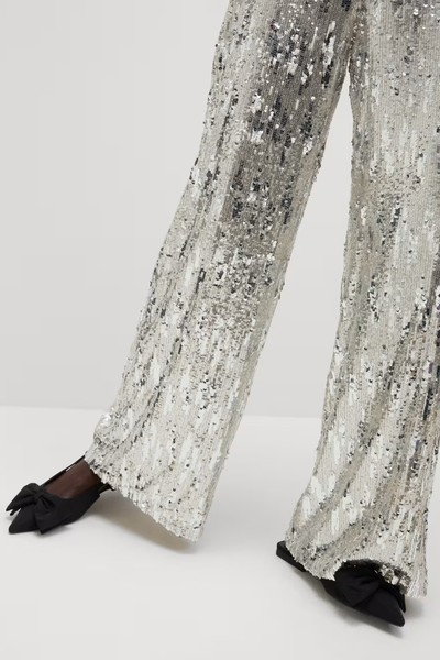 Sequin Elasticated Waist Wide Leg Trousers