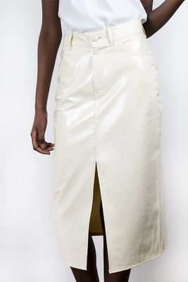 Butter Patent Slit Skirt