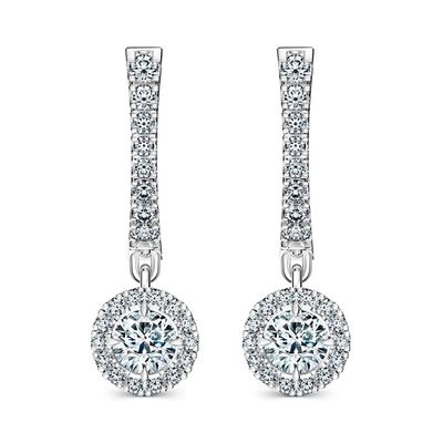 Foundations Round Diamond Single Halo Drop Earrings  from Vashi