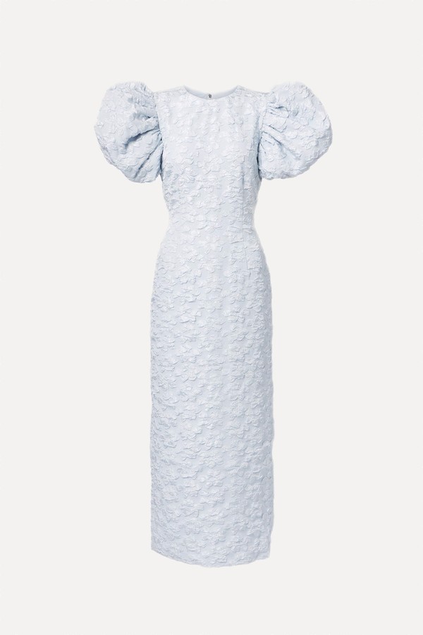 Ruby Puff Sleeve Jacquard Midi Dress from Rotate