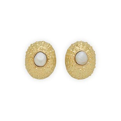 Sea Urchin Shell Pearl Earrings