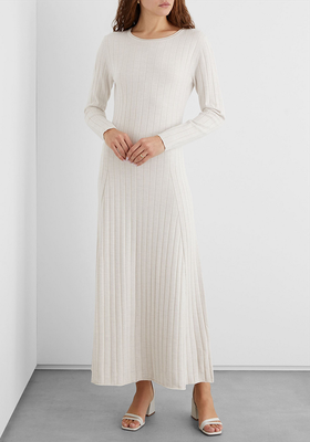 Alexandra Mélange Ribbed-Knit Midi Dress