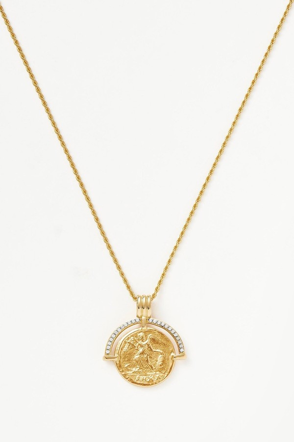 Engravable Fortuna Arc Coin Pendant Necklace