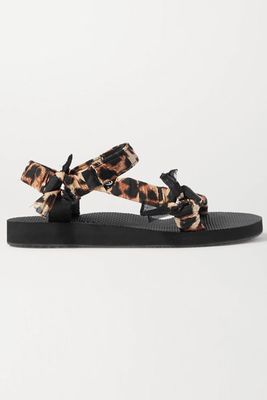Trekky Leopard-Print Gauze-Trimmed Canvas Platform Sandals from Arizona Love