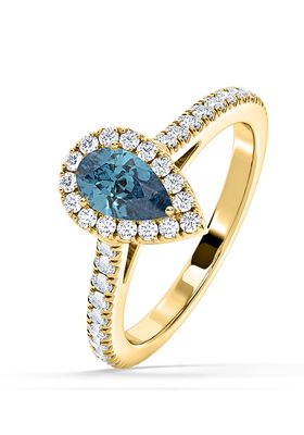 Diana Blue Lab Diamond Pear Halo Ring 