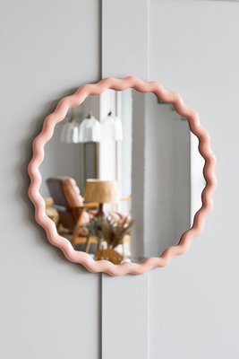 Round Pink Wavy Mirror from Rose & Grey