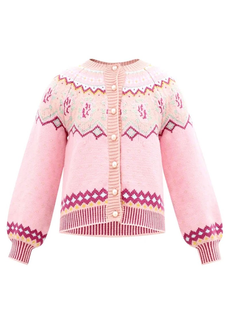 Honeypie Fair Isle Cotton-Blend Cardigan from LoveShackFancy