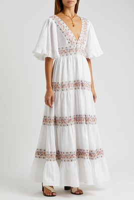 Floral-Embroidered Cotton-Blend Maxi Dress from By Timo