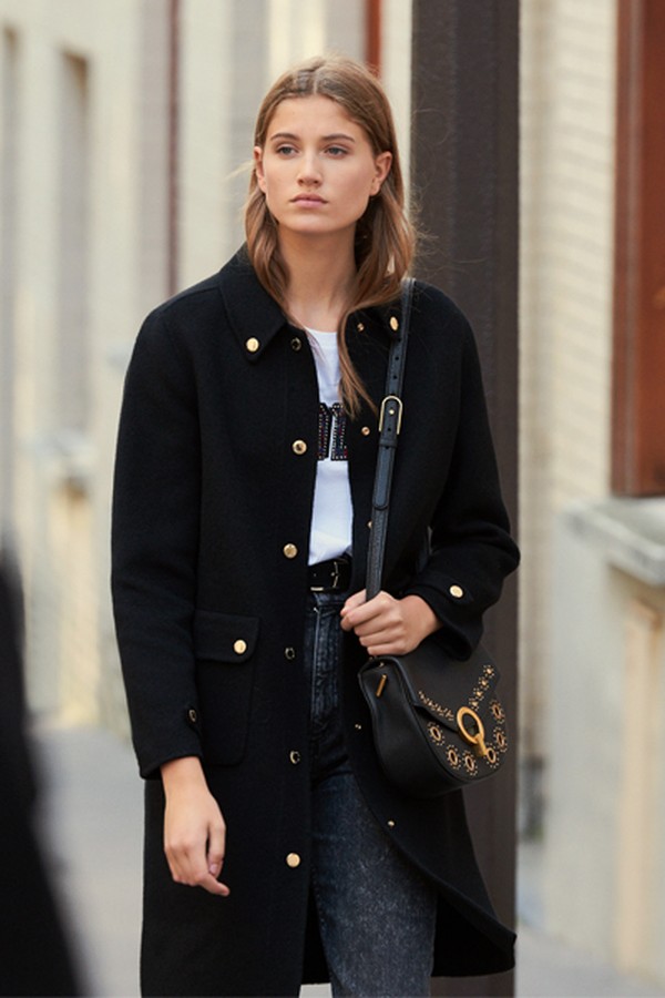 Wool Coat with Gold-tone Press Studs