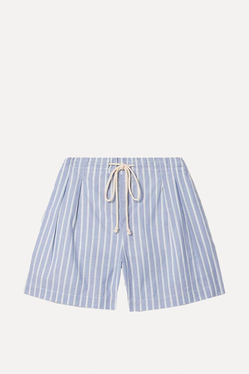 Pleated Striped Organic Cotton Shorts from MARIA MCMANUS