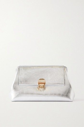 Penelope Metallic Crinkled-Leather Clutch from Chloé + NET SUSTAIN