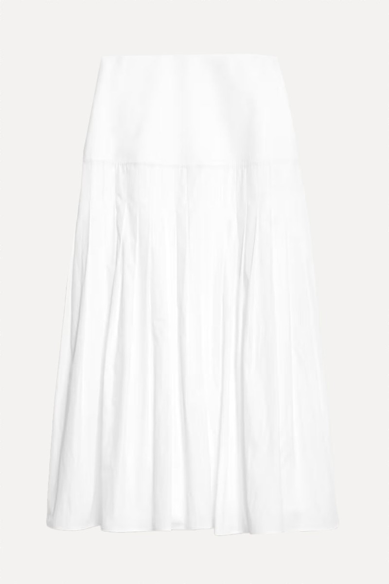Pure Cotton Drop Waist Midi A-Line Skirt from Jaeger