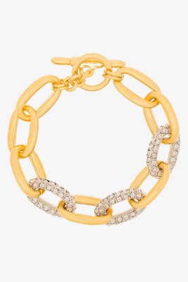 Gold Tone Crystal Chain Link Bracelet from Kenneth Jay Lane