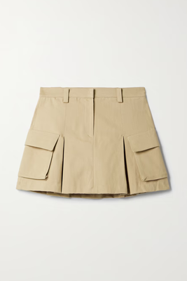 Audrey Pleated Cotton-Twill Mini Skirt from The Frankie Shop