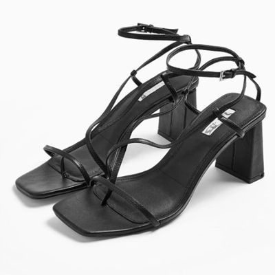 Strippy Black Heeled Sandals from Topshop